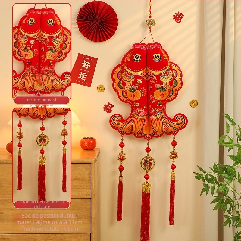 Pandantiv binecuvântare pentru ușă – decor de Anul Nou pentru living (Material: flanelă; Proces de vopsire; Stil: desen animat, șnur halter; Lansare: iarna 2024; Anul Calului)