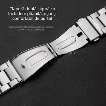 Brățară pentru ceas din oțel inoxidabil, cu trei mărgele, compatibilă cu Apple Watch, Samsung și Huawei GT3