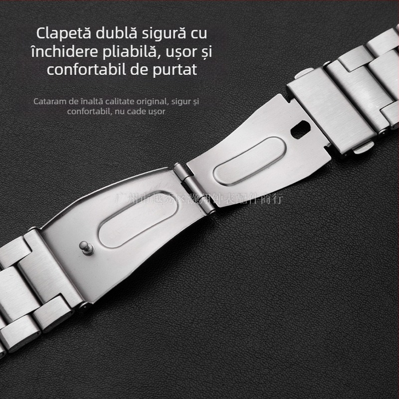 Brățară pentru ceas din oțel inoxidabil, cu trei mărgele, compatibilă cu Apple Watch, Samsung și Huawei GT3