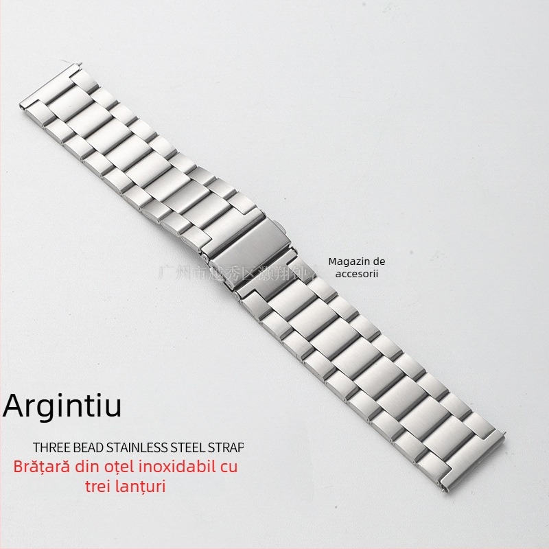 Brățară pentru ceas din oțel inoxidabil, cu trei mărgele, compatibilă cu Apple Watch, Samsung și Huawei GT3