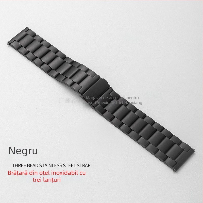 Brățară pentru ceas din oțel inoxidabil, cu trei mărgele, compatibilă cu Apple Watch, Samsung și Huawei GT3