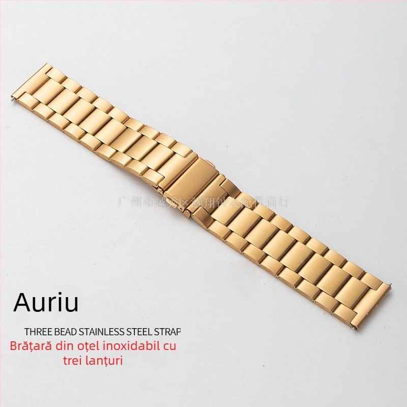 Brățară pentru ceas din oțel inoxidabil, cu trei mărgele, compatibilă cu Apple Watch, Samsung și Huawei GT3