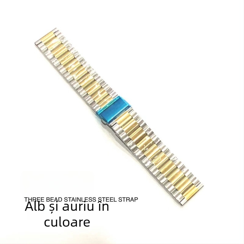 Brățară pentru ceas din oțel inoxidabil, cu trei mărgele, compatibilă cu Apple Watch, Samsung și Huawei GT3