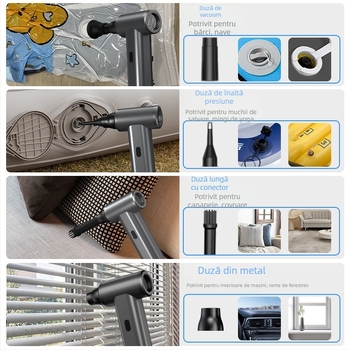 Suflător USB portabil pentru carcasa PC și tastatură, motor brushless, baterie încorporată >6000 mAh, încărcare USB, carcasă din aliaj de aluminiu, reglajul vitezei aerului fără trepte