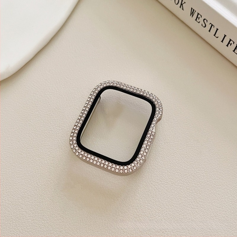 Carcasă de protecție Apple Watch, acoperire completă, cu cristale, material PC, compatibilă cu Series 9/8, SE și 10 Gen