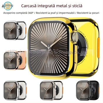 Carcasă metalică de protecție pentru Apple Watch S11, protecție totală impermeabilă, din aliaj de titan, cu protecție a ecranului integrată
