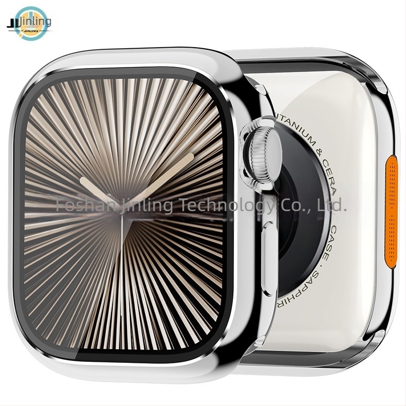 Carcasă metalică de protecție pentru Apple Watch S11, protecție totală impermeabilă, din aliaj de titan, cu protecție a ecranului integrată