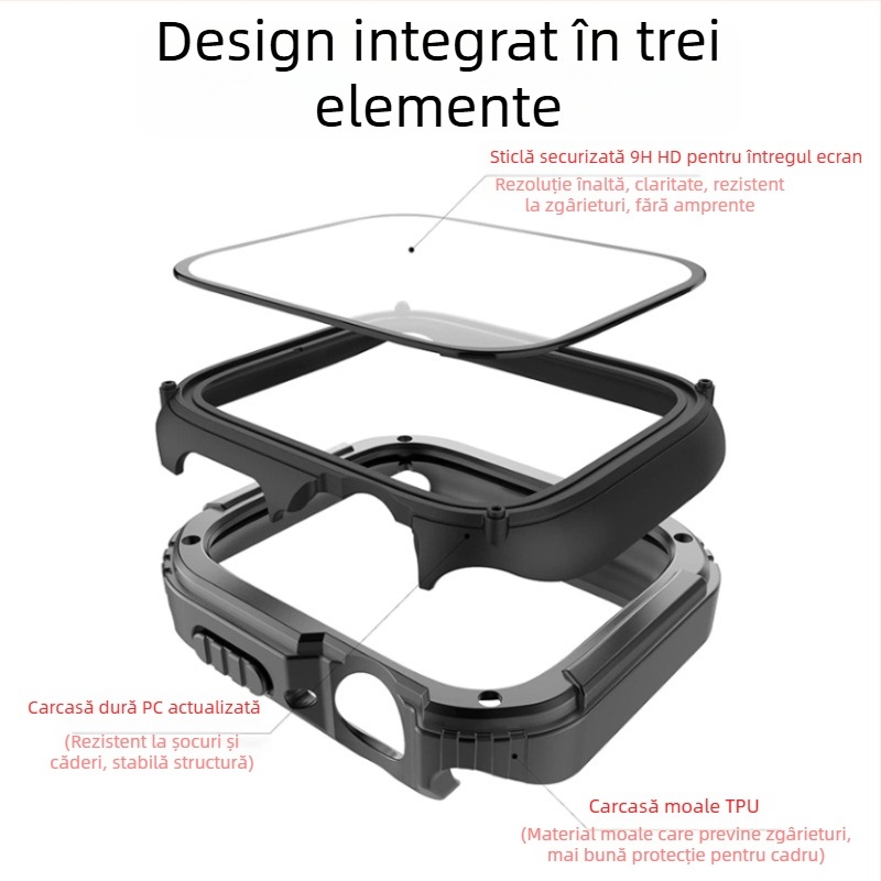 Carcasă Optimus Prime pentru Apple Watch - Carcasă cu PC+TPU+Sticlă, protecție a ecranului încorporată; rezistentă la șocuri, protecție la toate colțurile; Compatibilă cu toate modelele Apple Watch
