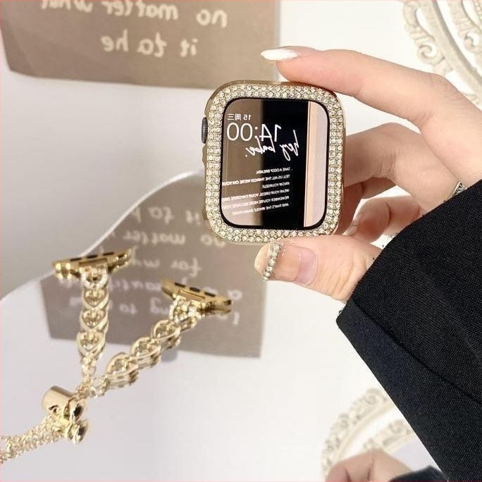 Carcasă pentru Apple Watch SE, cu design decupat și cristale în două rânduri, husă parțială S10