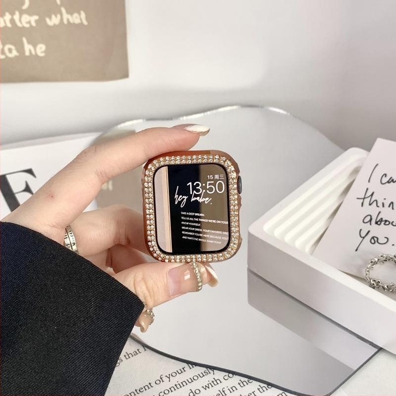 Carcasă pentru Apple Watch SE, cu design decupat și cristale în două rânduri, husă parțială S10