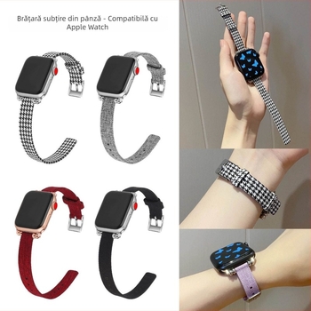Huipeng curea canvas pentru Apple Watch, compatibil cu Apple Watch, material panza, interfata dreapta, lansare 2021