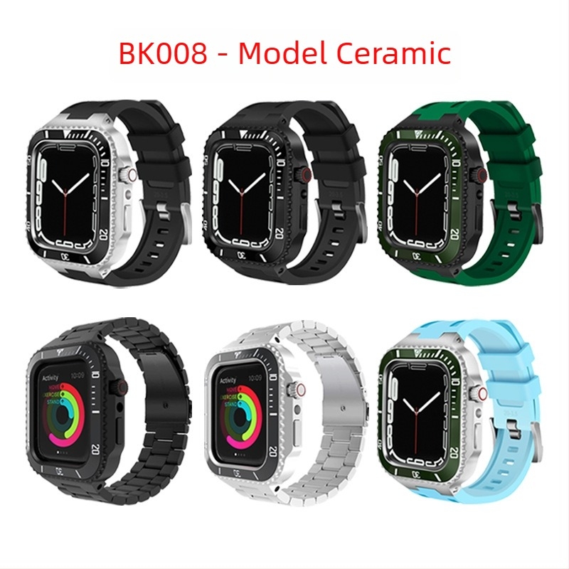 Carcasă Apple Watch pentru seria iWatch 44/45 mm – protecție metalică cu curea integrată S8