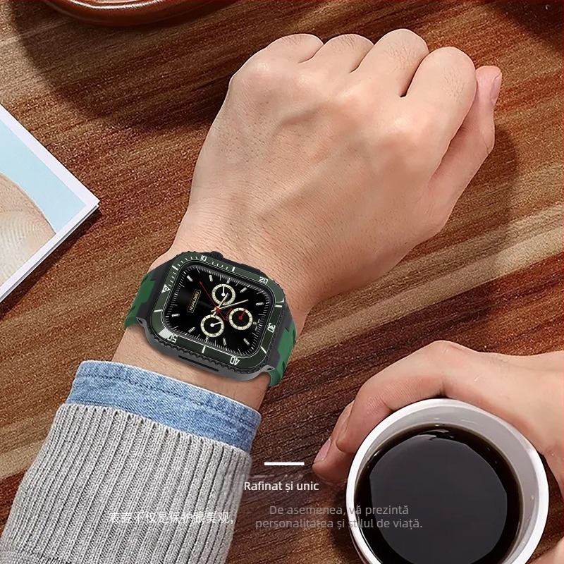 Carcasă Apple Watch pentru seria iWatch 44/45 mm – protecție metalică cu curea integrată S8