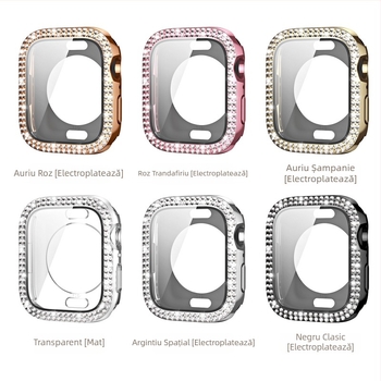 Carcasă pentru Apple Watch cu diamant în dublă serie și protecție integrată a ecranului, acoperire 360°, sticlă securizată