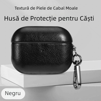 Husă de protecție pentru Apple AirPods Pro 2/3/4 Gen, piele ecologică, lucrată manual, portabilă