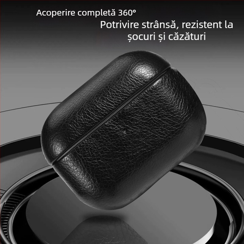 Husă de protecție pentru Apple AirPods Pro 2/3/4 Gen, piele ecologică, lucrată manual, portabilă