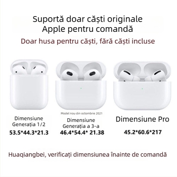 Husă pentru căști – textură plușată, gravură, compatibilă cu Apple și alte modele, Cod produs 420393172584