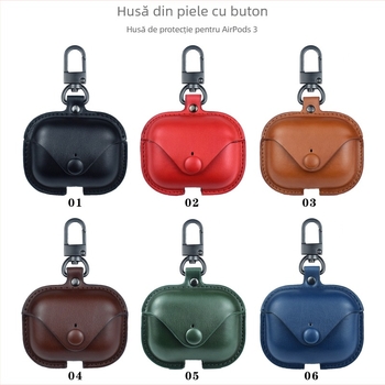 Carcasă din piele pentru Apple AirPods Bluetooth – fabricată manual, compatibilă cu Apple, personalizabilă
