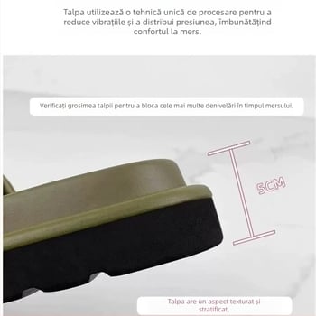 Sandale din piele naturală pentru femei, model relief, închidere Velcro, talpă groasă