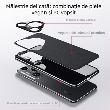 Carcasă Huawei Pura70Pro - Minimalistă din piele artificială cu strat electroplacat, stil de afaceri complet, protecție la șocuri și disipare a căldurii
