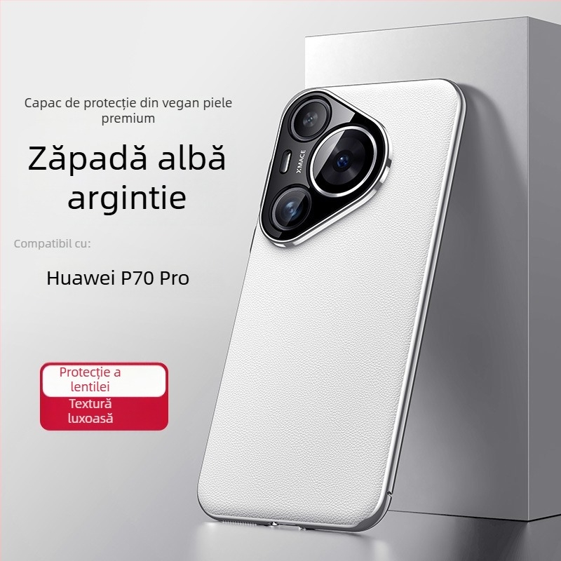 Carcasă Huawei Pura70Pro - Minimalistă din piele artificială cu strat electroplacat, stil de afaceri complet, protecție la șocuri și disipare a căldurii