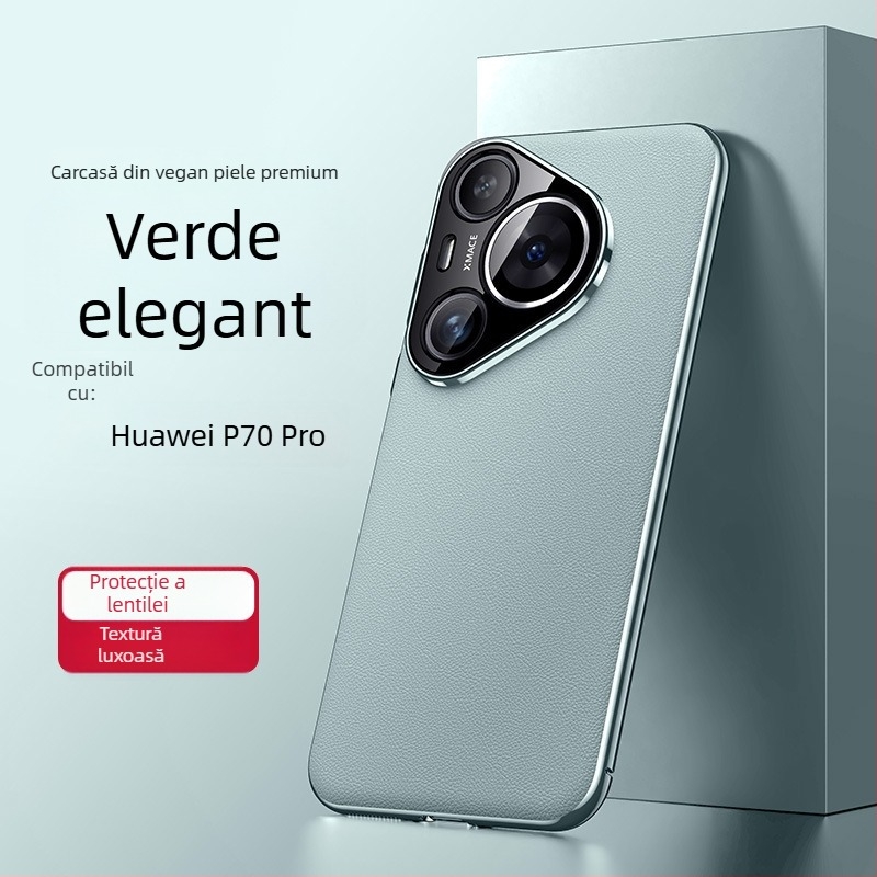 Carcasă Huawei Pura70Pro - Minimalistă din piele artificială cu strat electroplacat, stil de afaceri complet, protecție la șocuri și disipare a căldurii