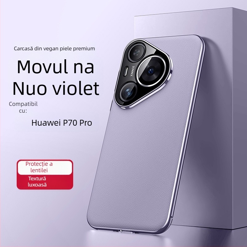 Carcasă Huawei Pura70Pro - Minimalistă din piele artificială cu strat electroplacat, stil de afaceri complet, protecție la șocuri și disipare a căldurii