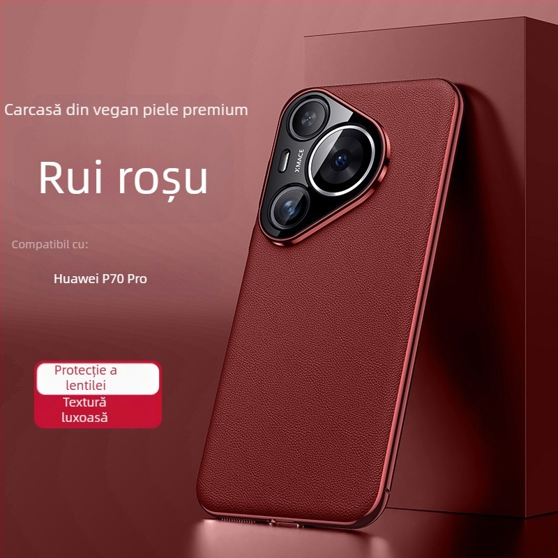Carcasă Huawei Pura70Pro - Minimalistă din piele artificială cu strat electroplacat, stil de afaceri complet, protecție la șocuri și disipare a căldurii