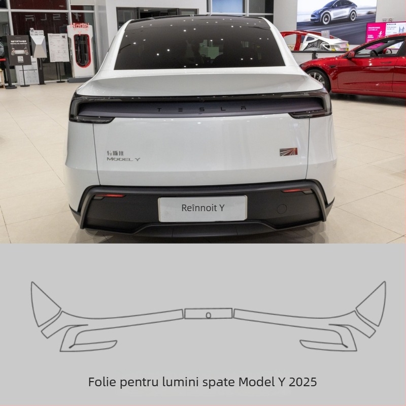 Film de nuanțare pentru faruri și stopuri Tesla Model Y / YL – film de schimbare a culorii, Negru Războinic