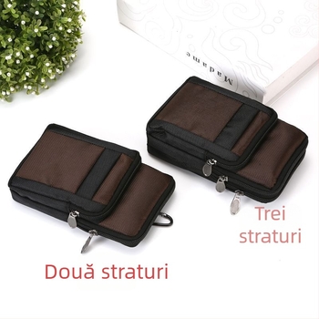 Geantă de talie pentru telefon — design tactic outdoor, deschidere cu fermoar, formă verticală pătrată, țesătură Oxford, pentru bărbați