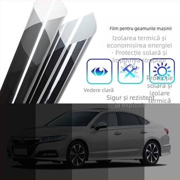 Film pentru geamuri auto, PET film izolant termic, transmisie a luminii 5–80%, izolație 40–90%, protecție UV 60–99%, grosime 2 mil