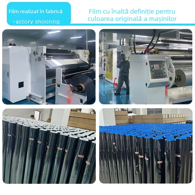 Film pentru geamuri auto, PET film izolant termic, transmisie a luminii 5–80%, izolație 40–90%, protecție UV 60–99%, grosime 2 mil