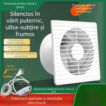 Ventilator de evacuare montat pe perete, cu 3 palete silențios, motor din cupru pur, telecomandă, pentru bucătărie și baie