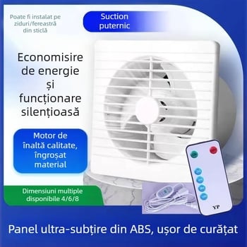 Ventilator de evacuare montat pe perete, cu 3 palete silențios, motor din cupru pur, telecomandă, pentru bucătărie și baie