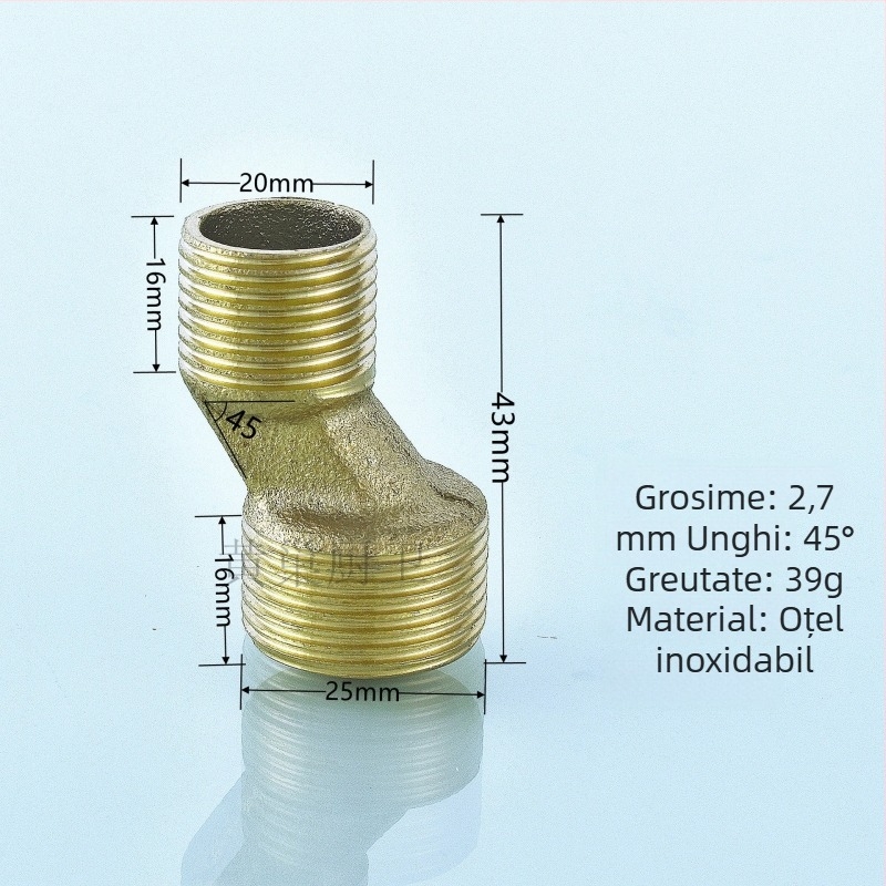 Fitinguri pentru duș cu cot – reductie, conector excentric, articulație unică, oțel inoxidabil 304