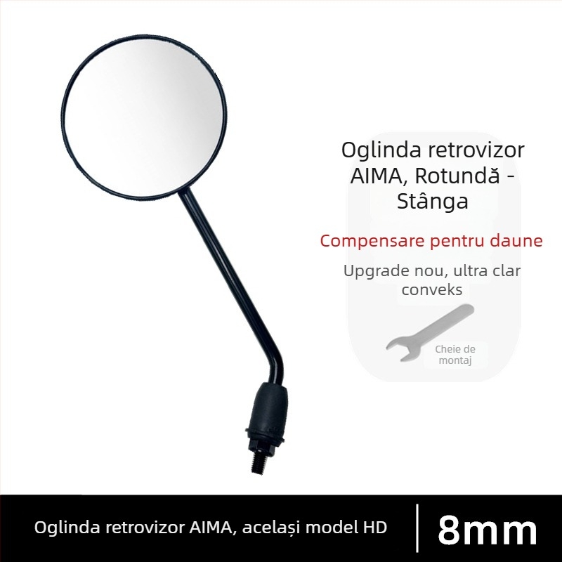 Oglindă retrovizoare pentru bicicletă electrică, Standard național, Oglindă reflexivă pentru mers înapoi, 8 mm filet dreapta, Accesorii universale