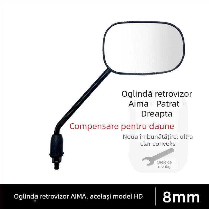 Oglindă retrovizoare pentru bicicletă electrică, Standard național, Oglindă reflexivă pentru mers înapoi, 8 mm filet dreapta, Accesorii universale