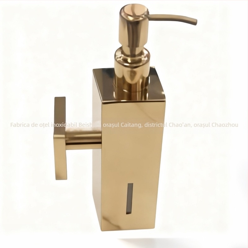 Doser de săpun din oțel inoxidabil, finisaj periat, acoperire rezistentă la temperaturi înalte, acționare prin apăsare, montaj fără găuri