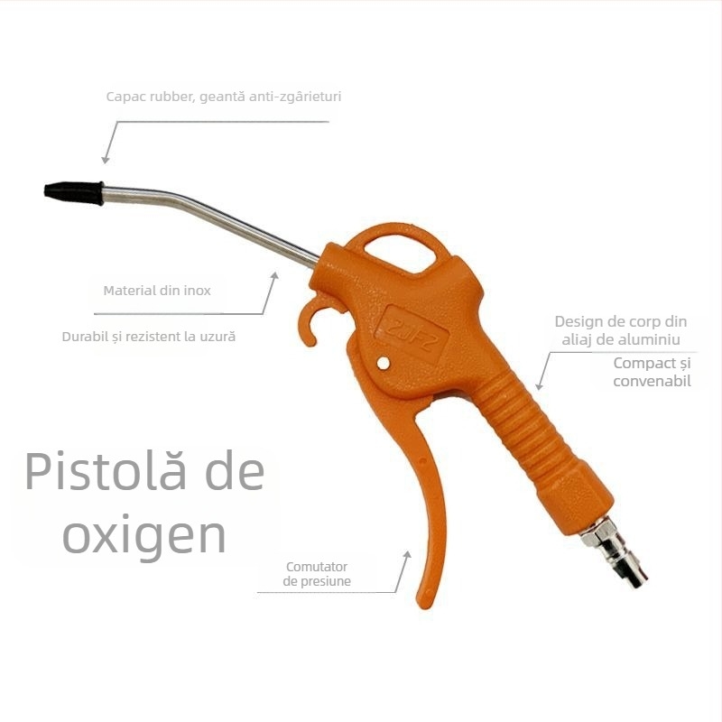 Pistol de umflare cu gură lungă pentru pungile de pește, instrument de oxigenare cu țeavă de oxigen, manometru, kit de oxigenare cu o poziție și cu două poziții, pentru ambalare logistică