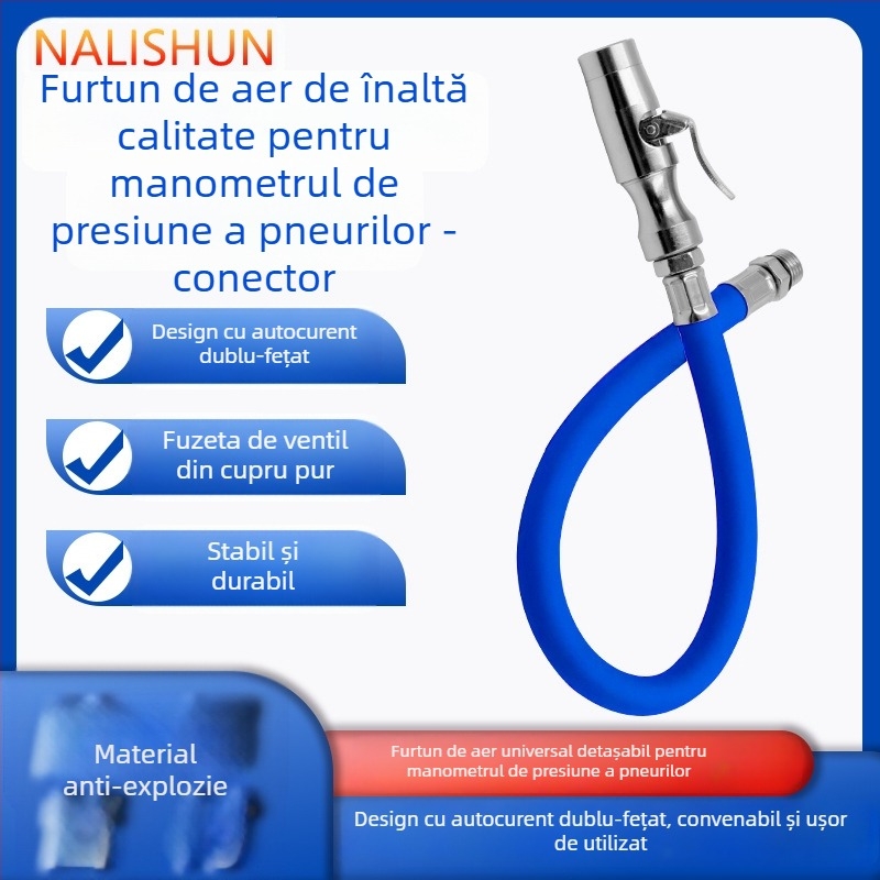 Furtun extindere pentru umflat pneuri, cu conector cu încuire automată, din cauciuc