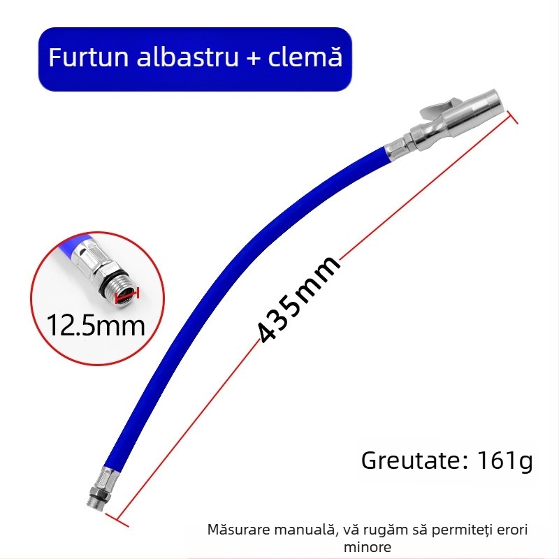 Furtun extindere pentru umflat pneuri, cu conector cu încuire automată, din cauciuc
