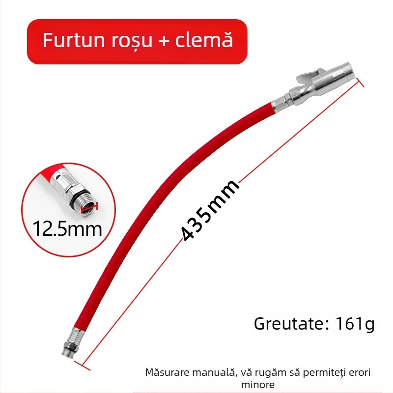 Furtun extindere pentru umflat pneuri, cu conector cu încuire automată, din cauciuc