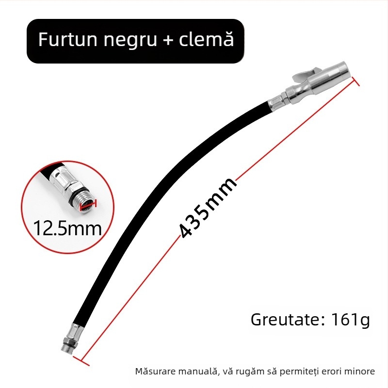 Furtun extindere pentru umflat pneuri, cu conector cu încuire automată, din cauciuc