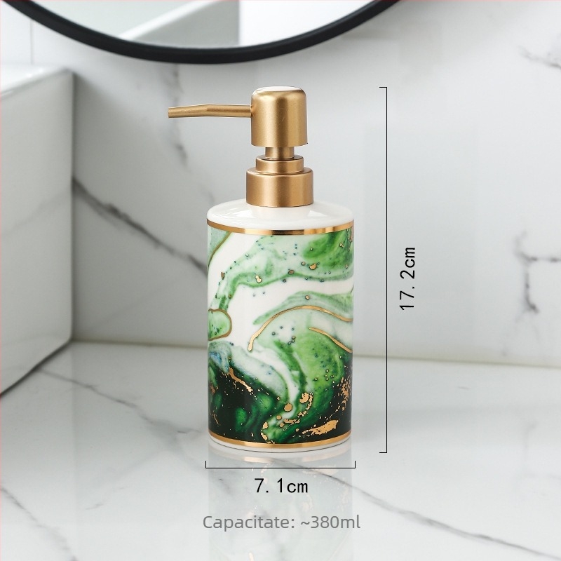 Sticluță ceramică cu pompă pentru loțiune, marca Set map, stil Light Luxury, funcție apăsare manuală, 280 g