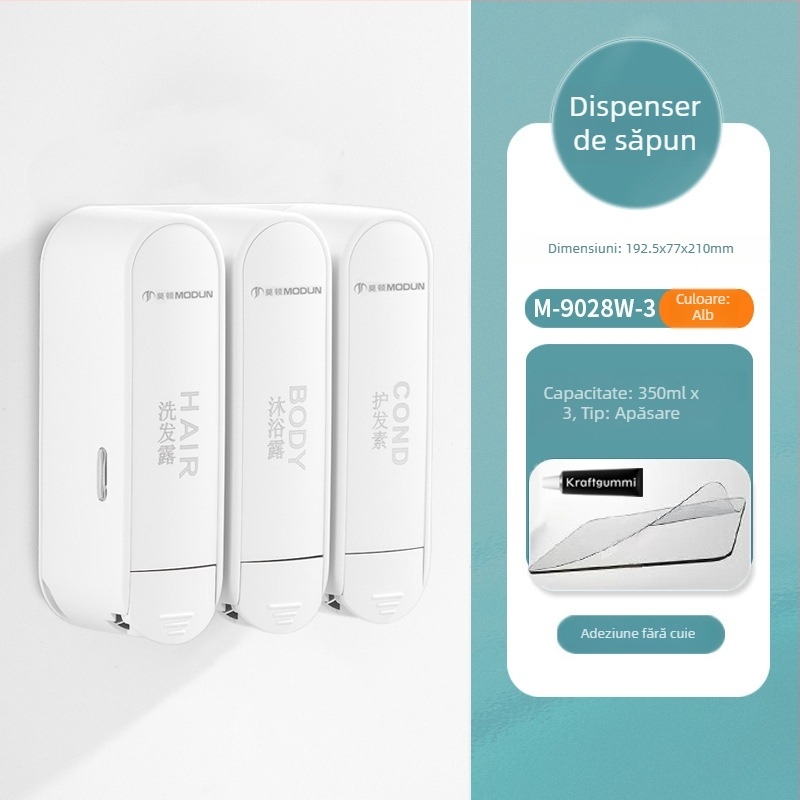 Morton dispenser săpun baie fără găuri, cu mecanism de apăsare, ABS, turnare prin injecție, 2 kg