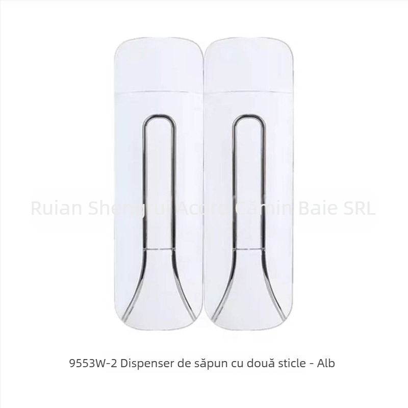 Dispenser montat pe perete pentru săpun, dezinfectant pentru mâini, șampon și gel de duș (material: plastic; pentru băi de hotel; montat pe perete; funcție: apăsare manuală)