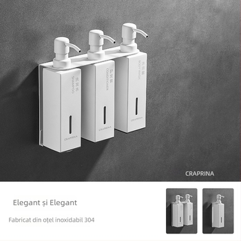 Caprena Dozator de săpun din oțel inoxidabil 304, montat pe perete – set de 3, acționare manuală, pentru hoteluri