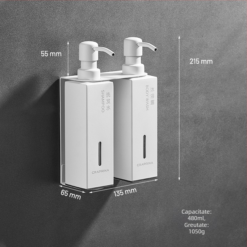 Caprena Dozator de săpun din oțel inoxidabil 304, montat pe perete – set de 3, acționare manuală, pentru hoteluri