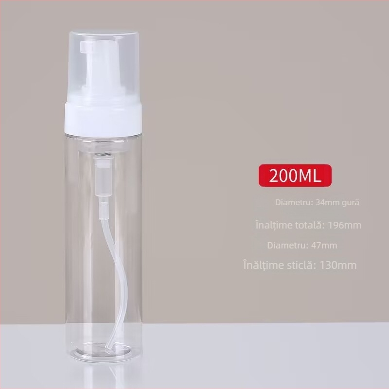 Dispenser cu spumă de tip apăsare pentru curățător facial, șampon și loțiune de mâini (sticlă Blow molding; fabricație Injection molding; ambalaj carton; Origine: China)