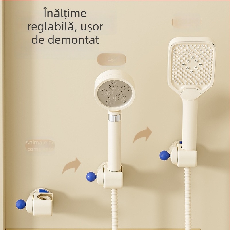 Suport de duș mobil cu ventuză – montat pe perete, ABS, raft de baie cu 1 etaj, fără găuri, stil modern